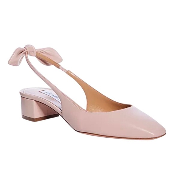 Aquazzura Very Bow Tie Sling 35 Petal Pink Nappa Leather Pumps 40.5 $725 MSRP - Picture 12 of 14